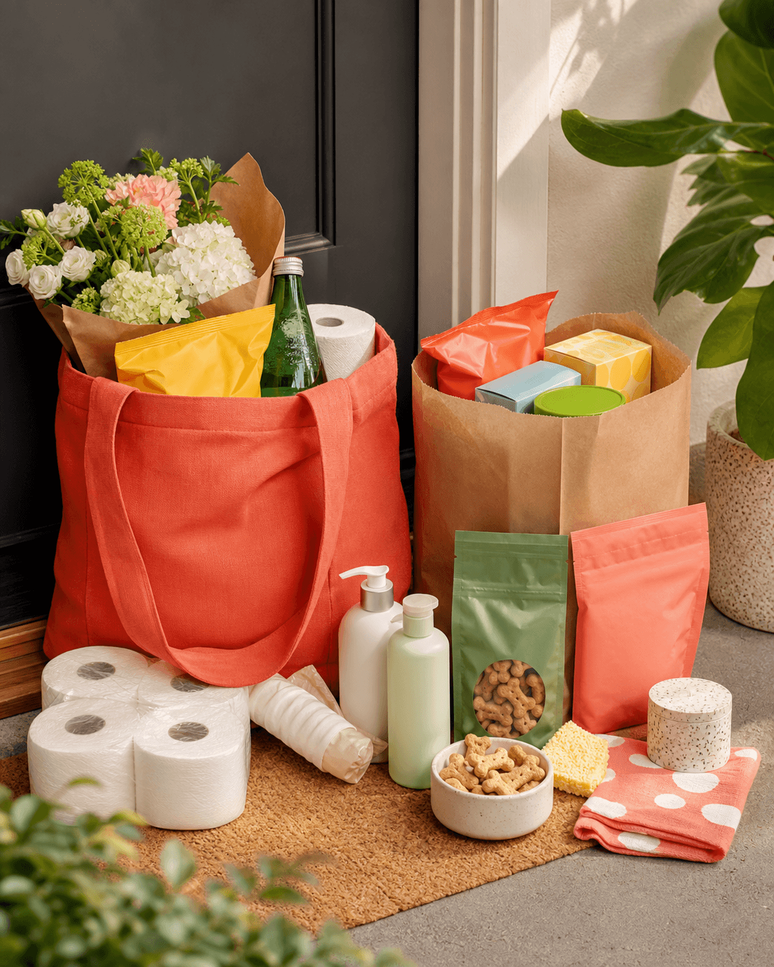 LocalBites delivery items waiting at a doorstep